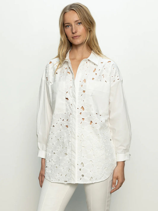 Sanctuary Lace Boyfriend Shirt with Tie-Back