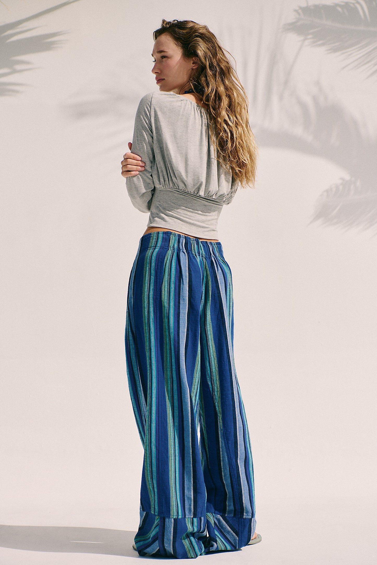 Free People Days End Solar Linen Striped Pant