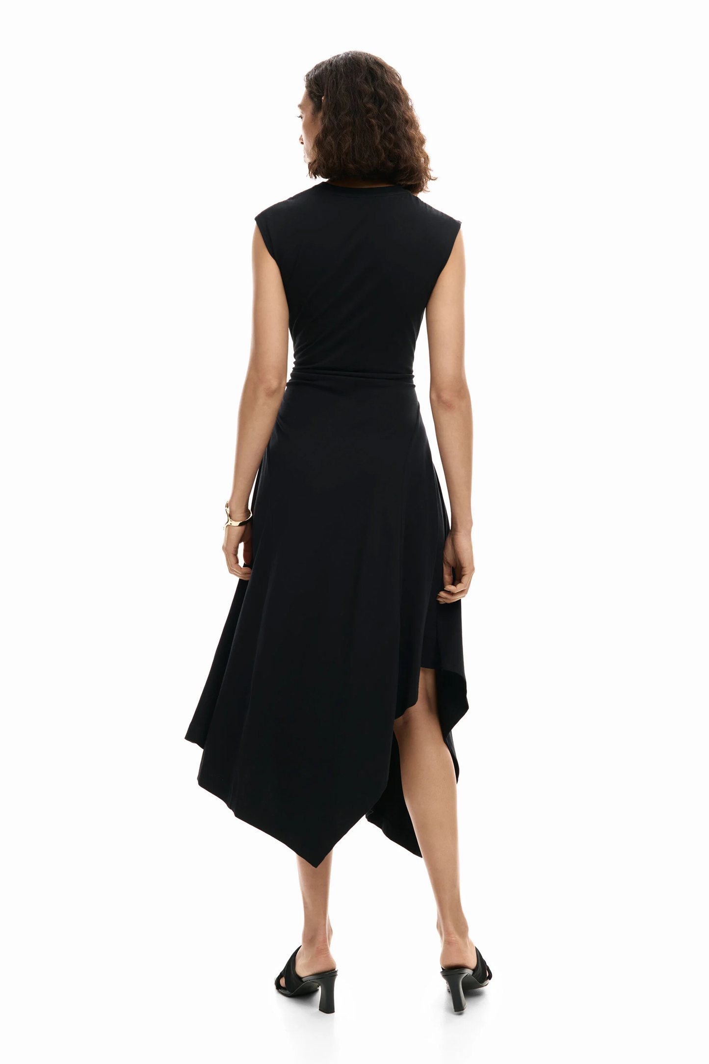 Desigual Midi Black Dress with Floral Flourish