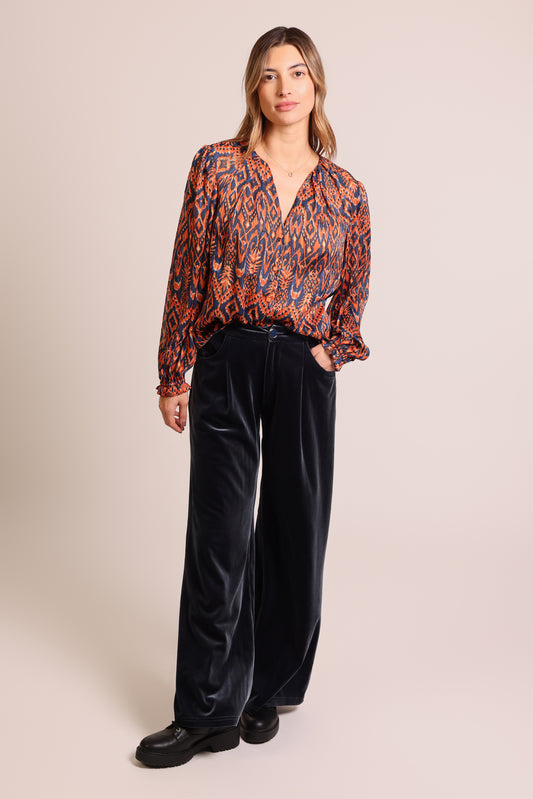 Traffic People Truce Shirt in Rust Print