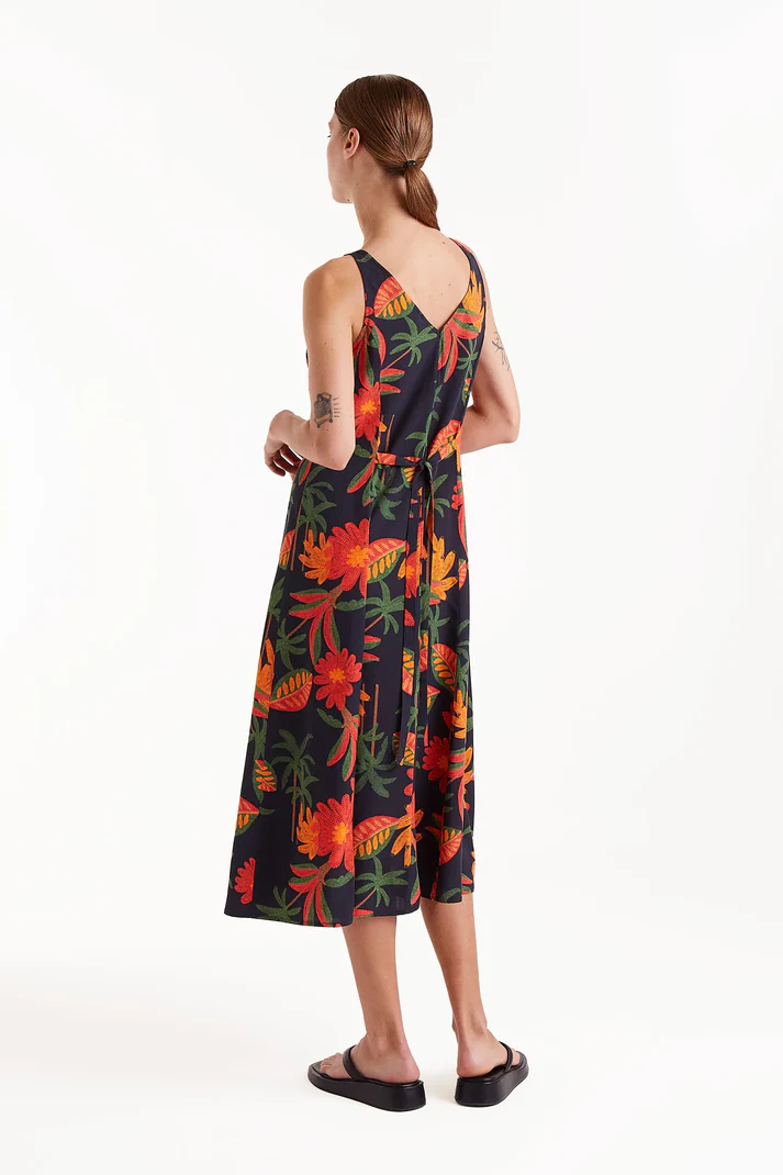 Compania Fantastica Orange Flower Tank Dress