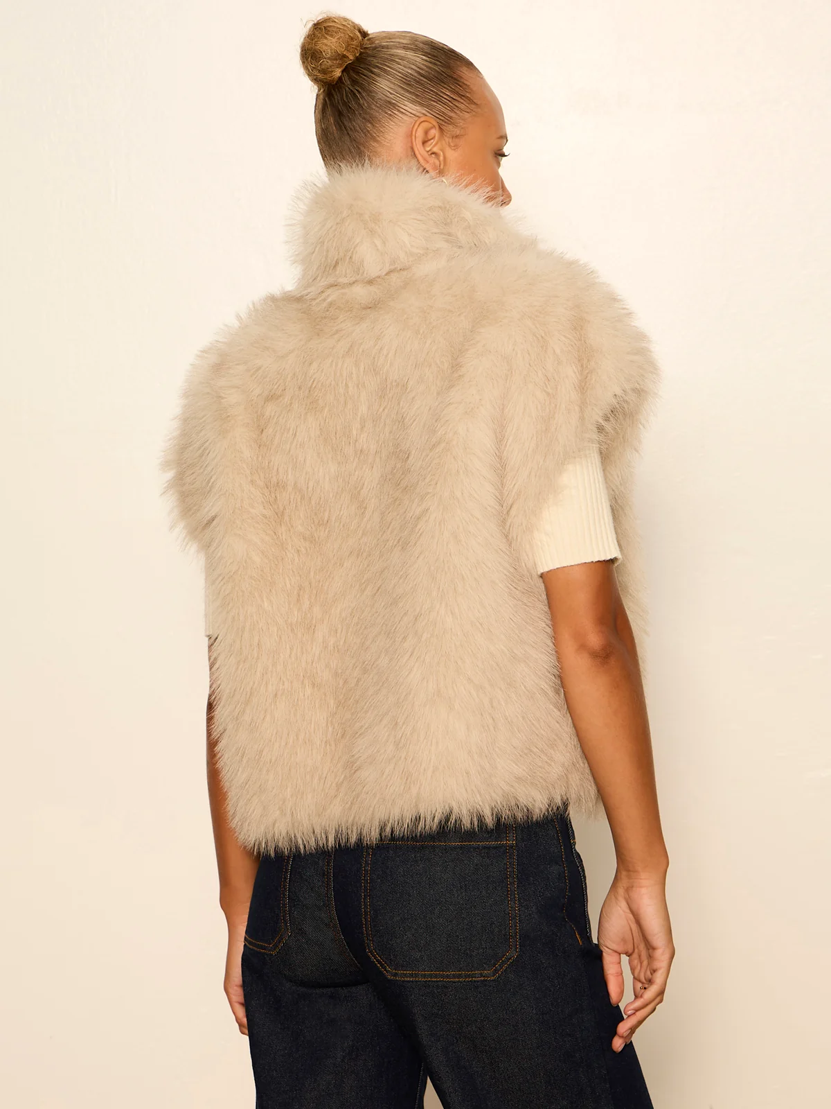 Sanctuary Silky Faux Fur Zip Vest