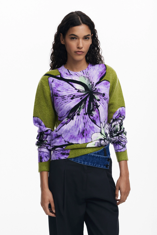 Desigual Christian Lacroix Lime Orchid Sweater