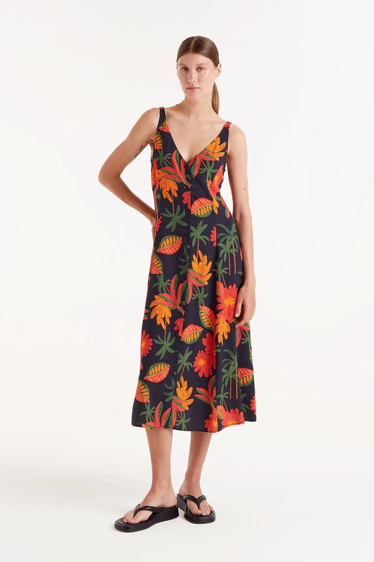 Compania Fantastica Orange Flower Tank Dress