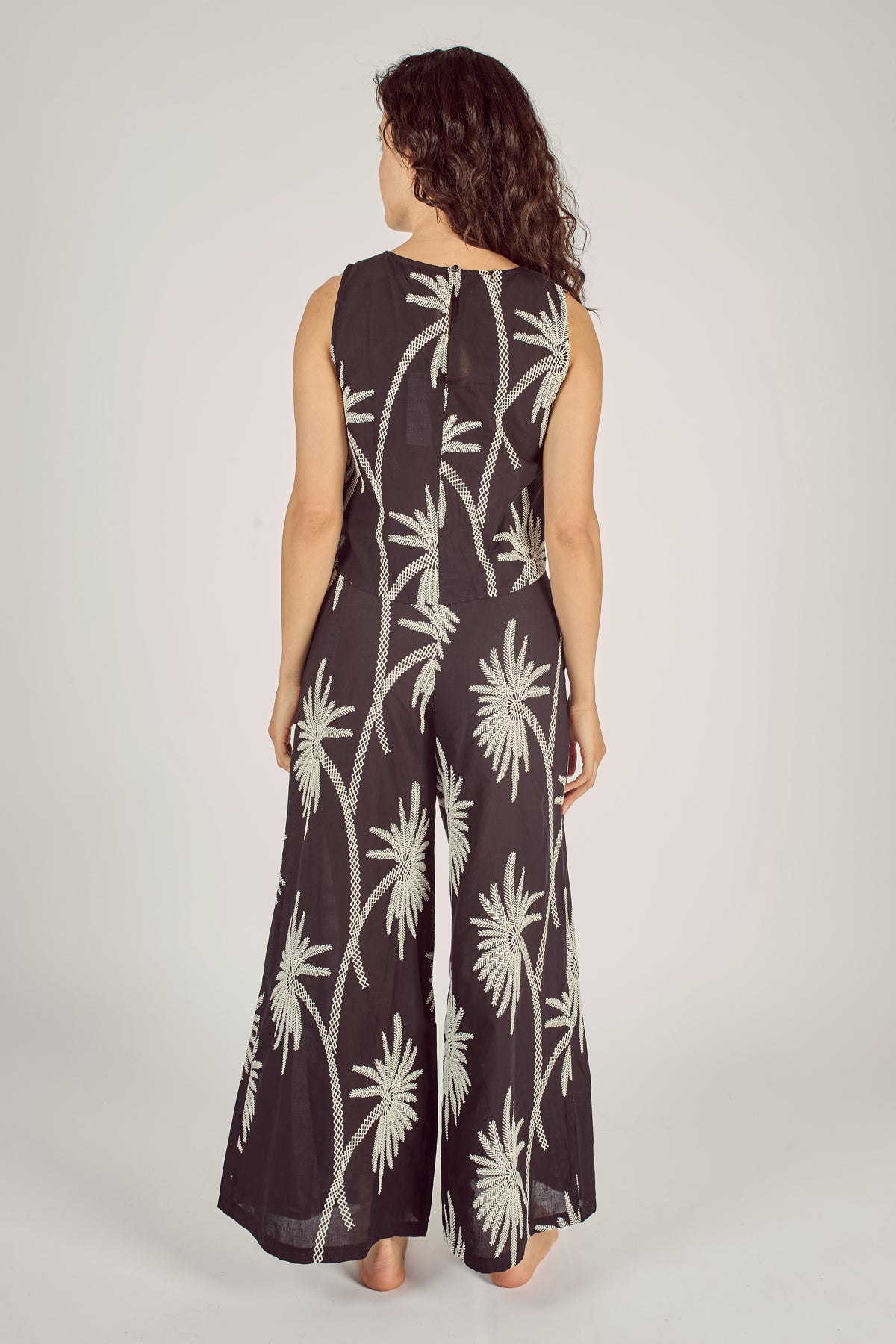 Traffic People Evie Top in Black Palm Print