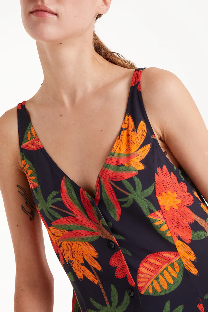 Compania Fantastica Orange Flower Tank Dress