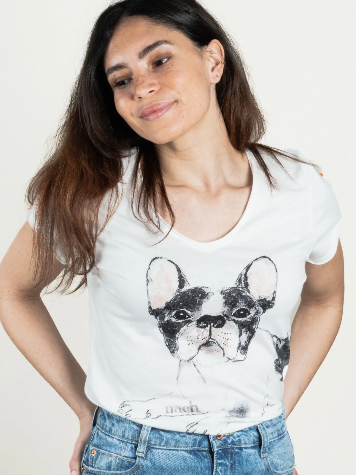 Animal Novelty Vneck Tee in Organic Cotton