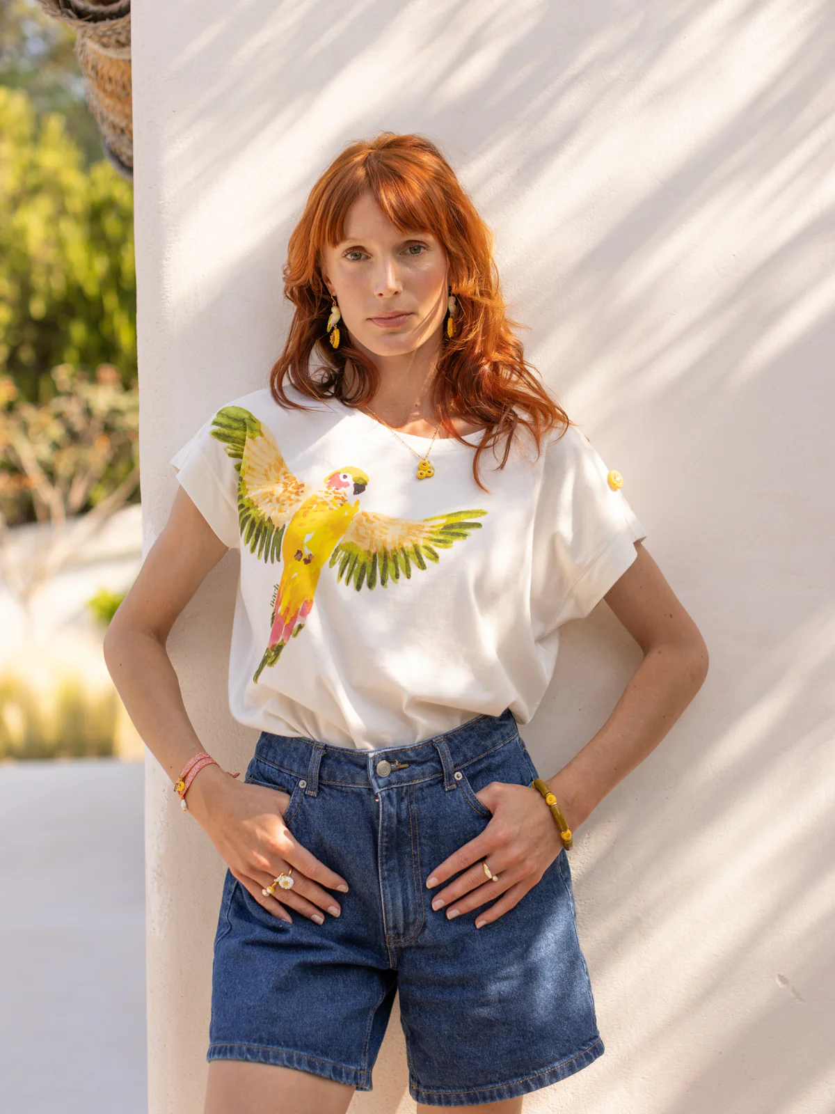 High neck Animalia Tee in Organic Cotton