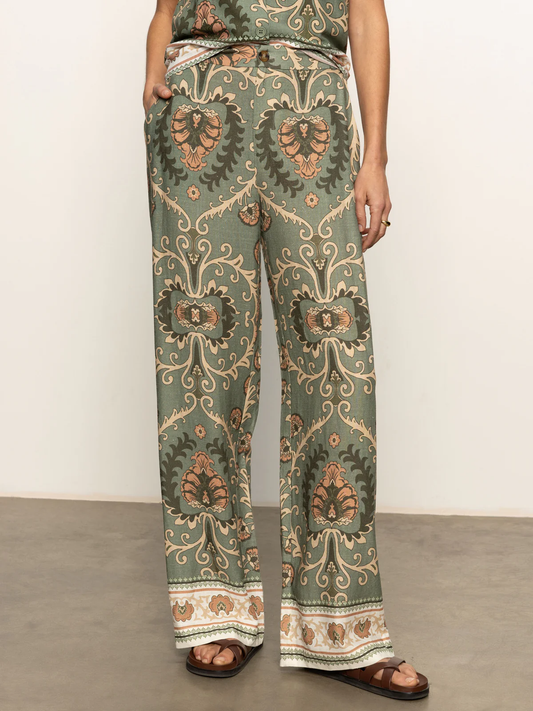 Sanctuary Woven Print Trouser in Mezzo Sage Print