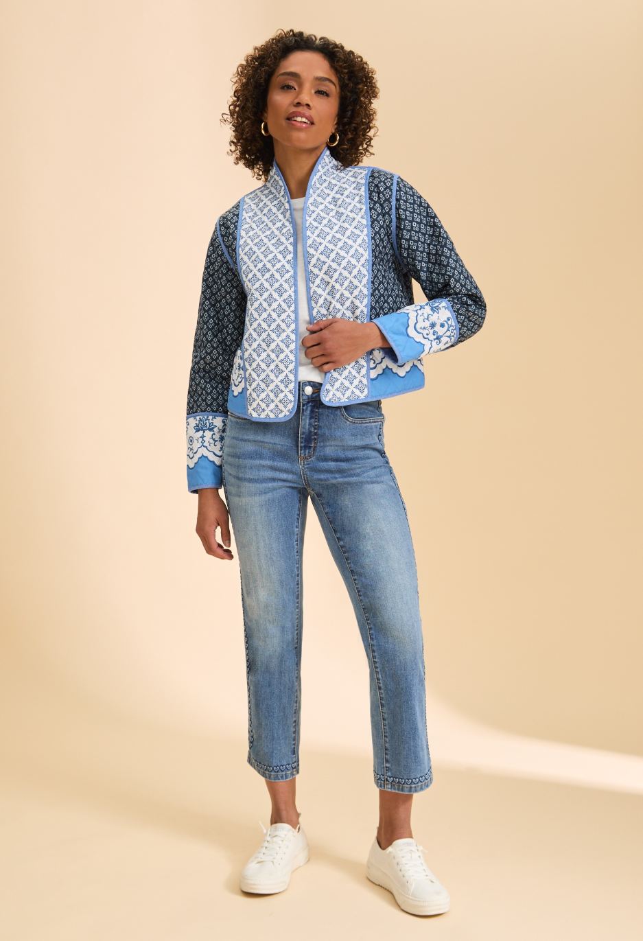 FDJ Reversible Print to Chambray Quilted Jacket