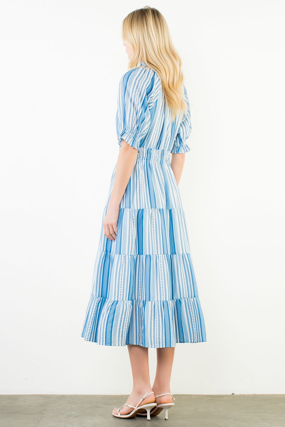 THML Tiered Tie Neck Dress