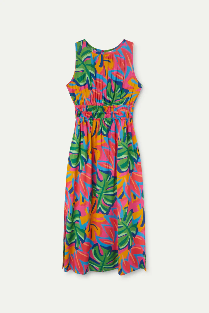 Compania Fantastica Colorful Leaf Print Dress