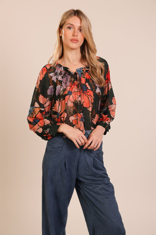 Traffic People Louis Top in Green Print