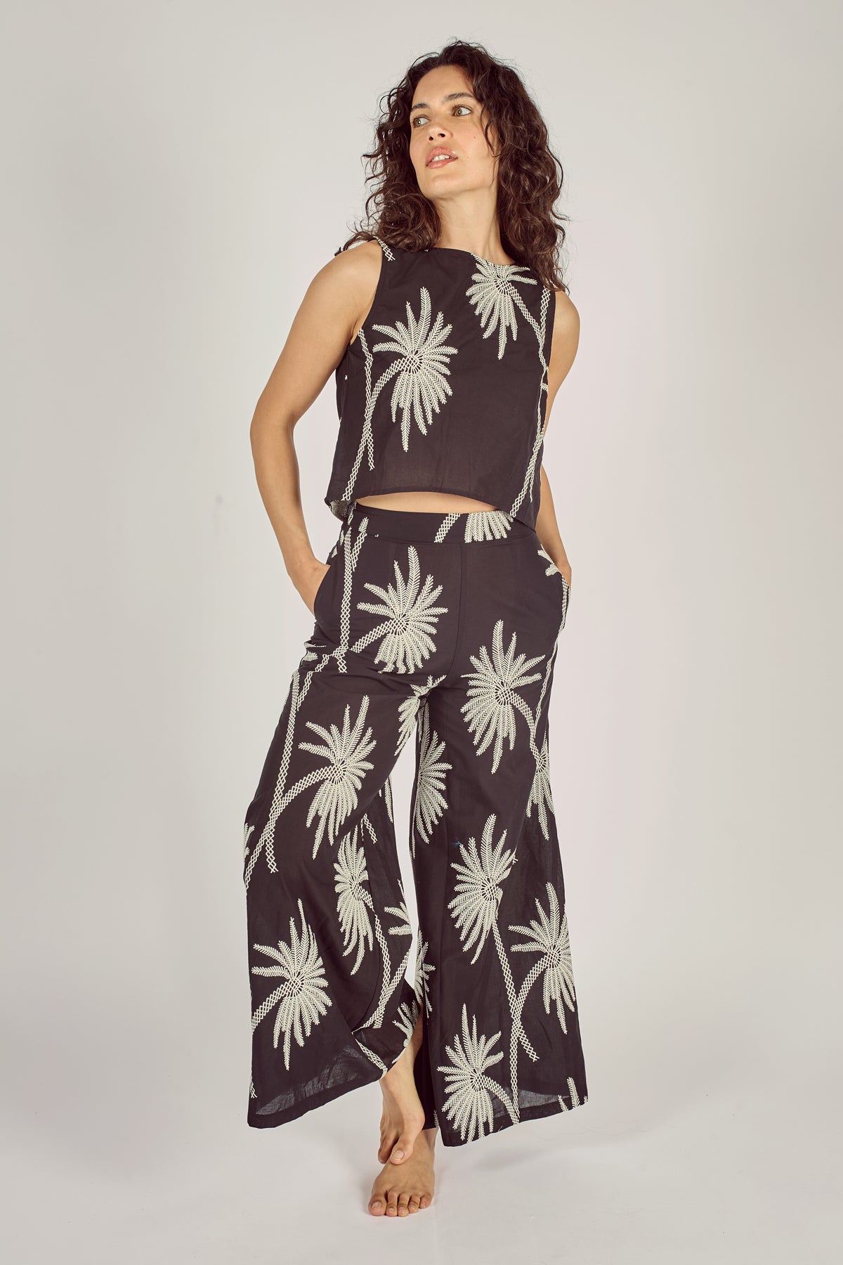 Traffic People Wide Bay Pant in Palm Print