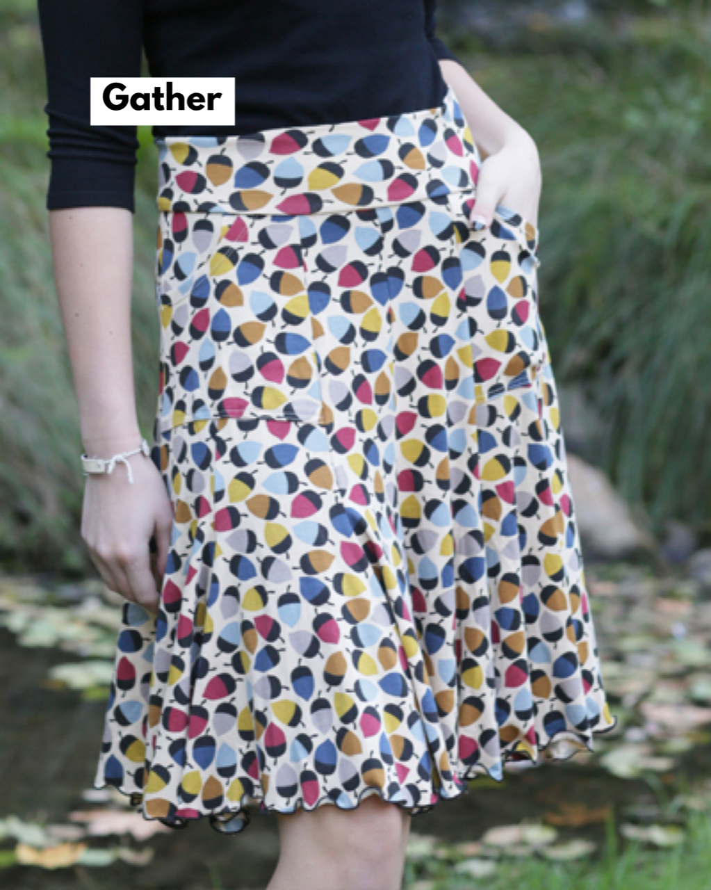 Effie's Heart 7 Year Skirt in Gather Print & Solid Black