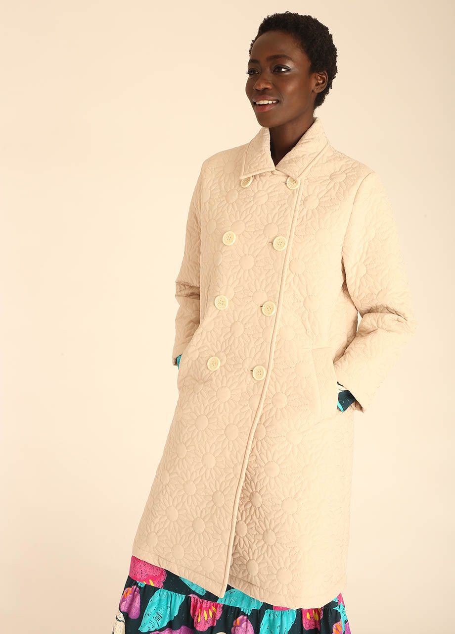 Pepa Loves Quilted Daisy Coat in Cream