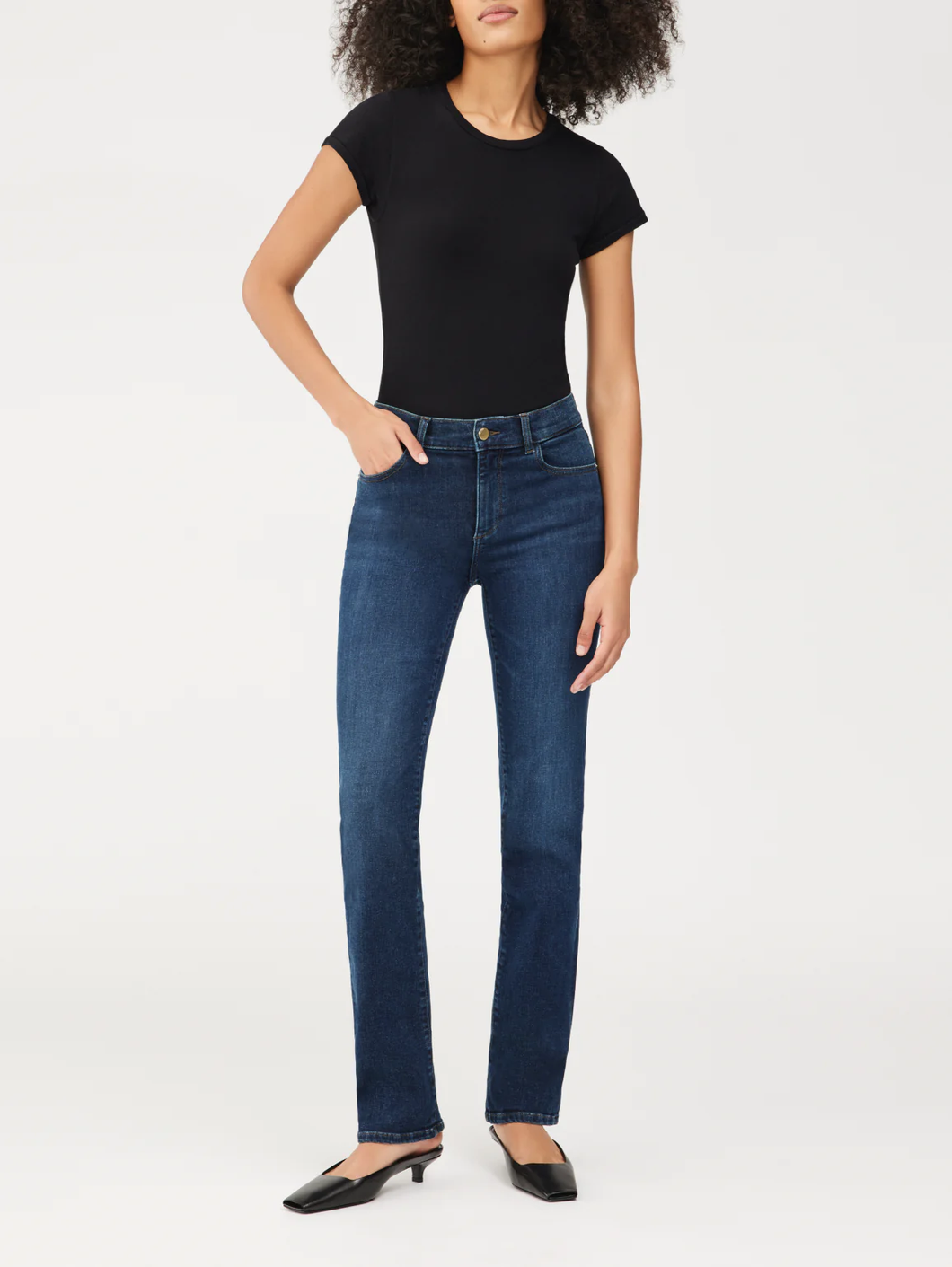 DL1961 Mara Mid-Rise Long-Length Denim in India Ink