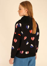 Load image into Gallery viewer, Pepa Loves Cowlneck Heart Sweater in Black
