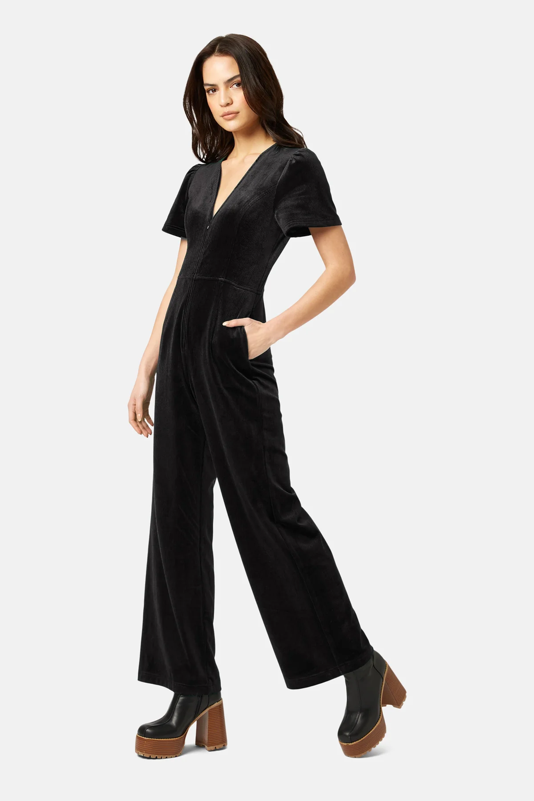 Traffic People Corded Velvet Jumpsuit
