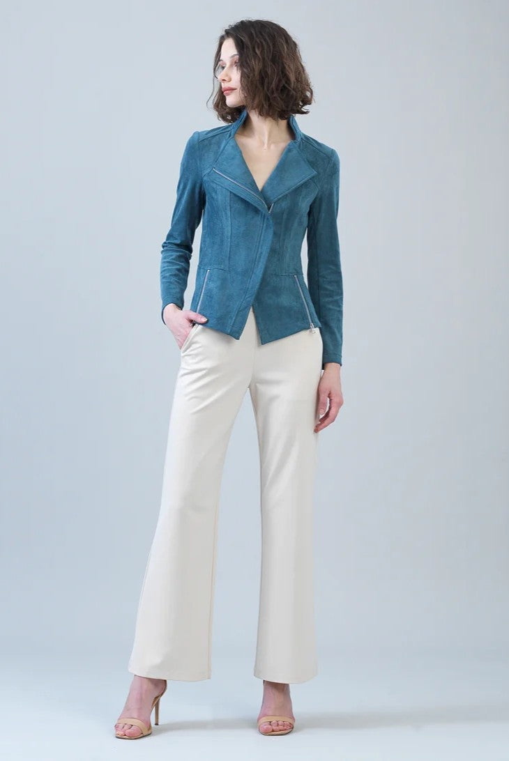 Clara Sun Wood Signature Faux Suede Jacket
