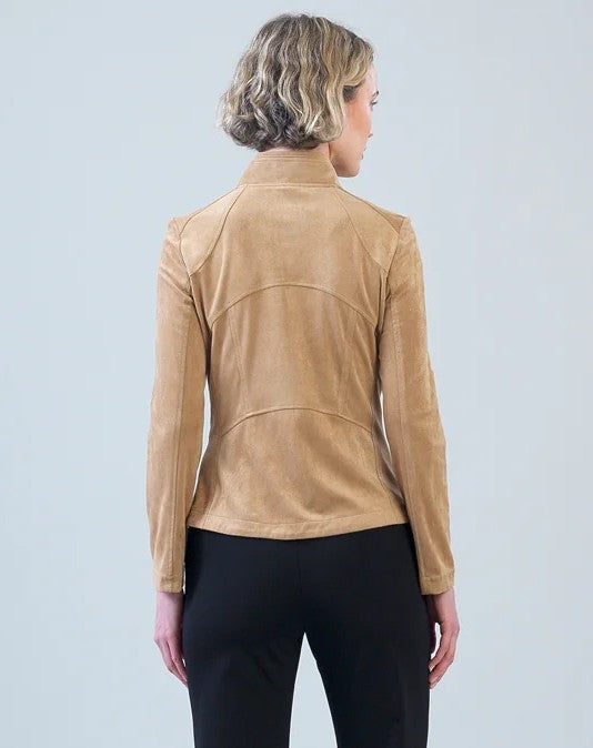 Clara Sun Wood Signature Faux Suede Jacket