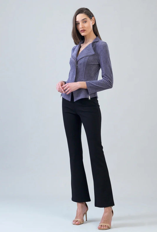 Clara Sun Wood Signature Faux Suede Jacket