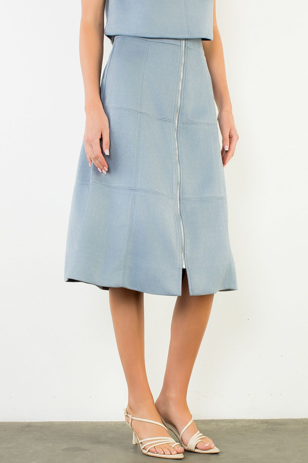 THML Solid Long Faux Suede Skirt