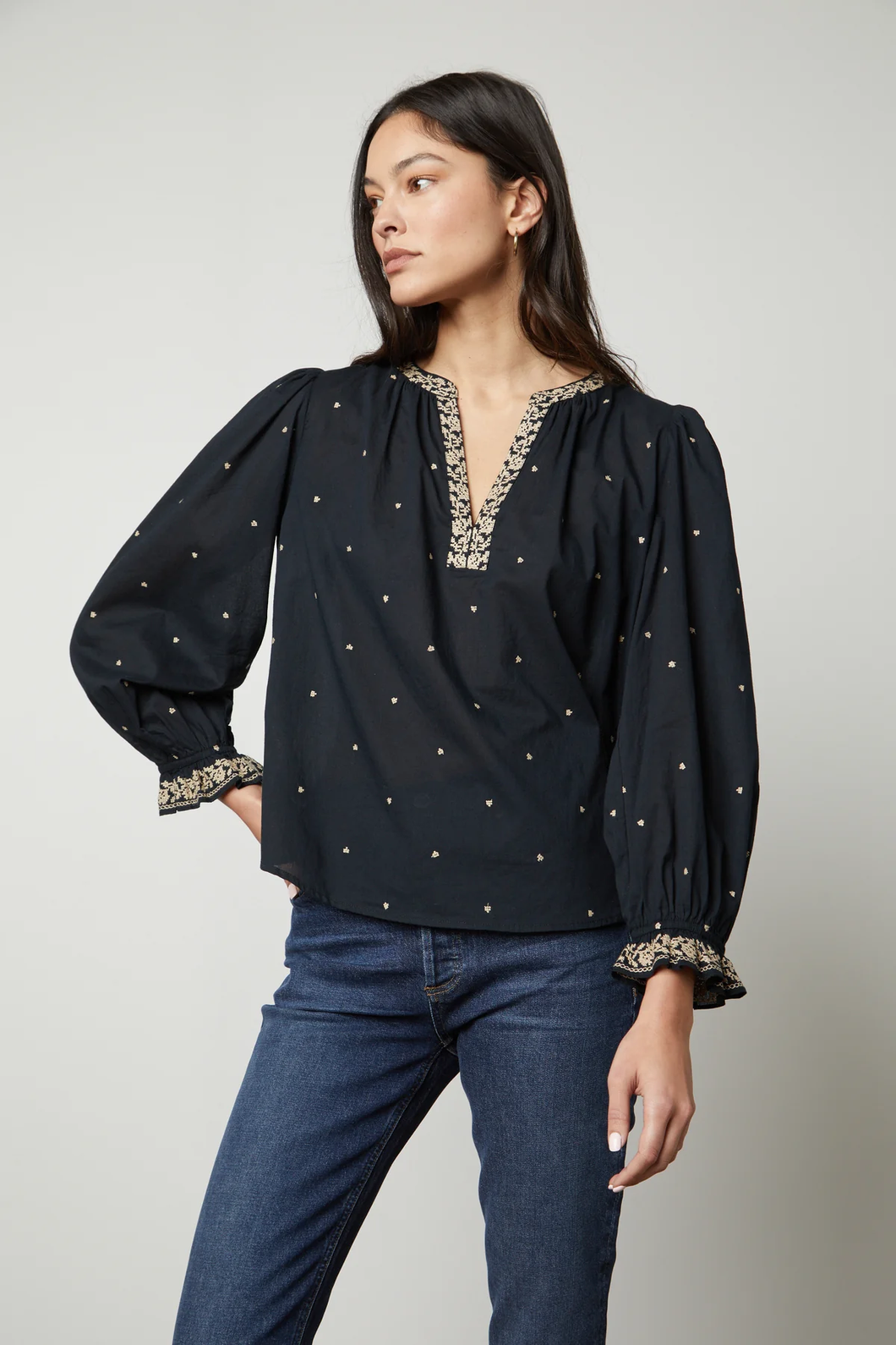Velvet by Graham and Spencer Ania Embroidered Top