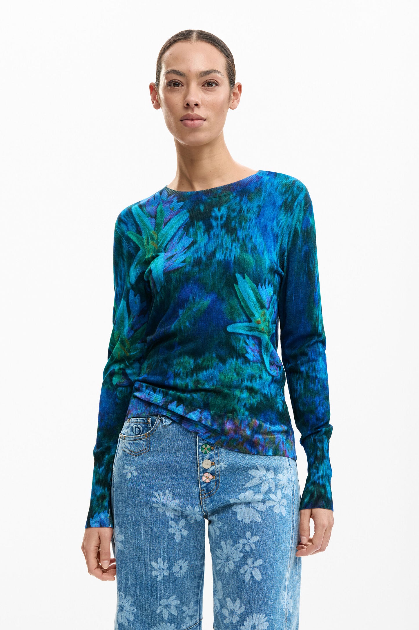 Desigual Watercolor Pullover Sweater