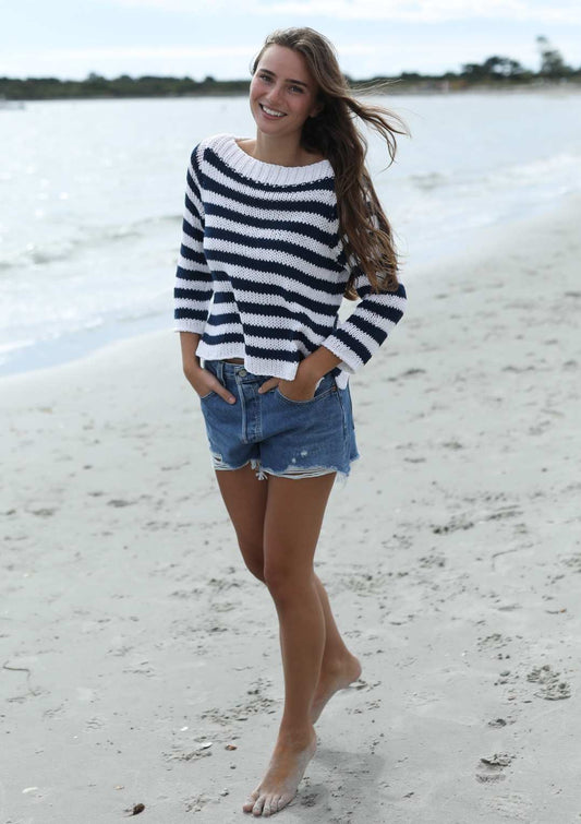 Wooden Ships Newport Crew Striped Sweater