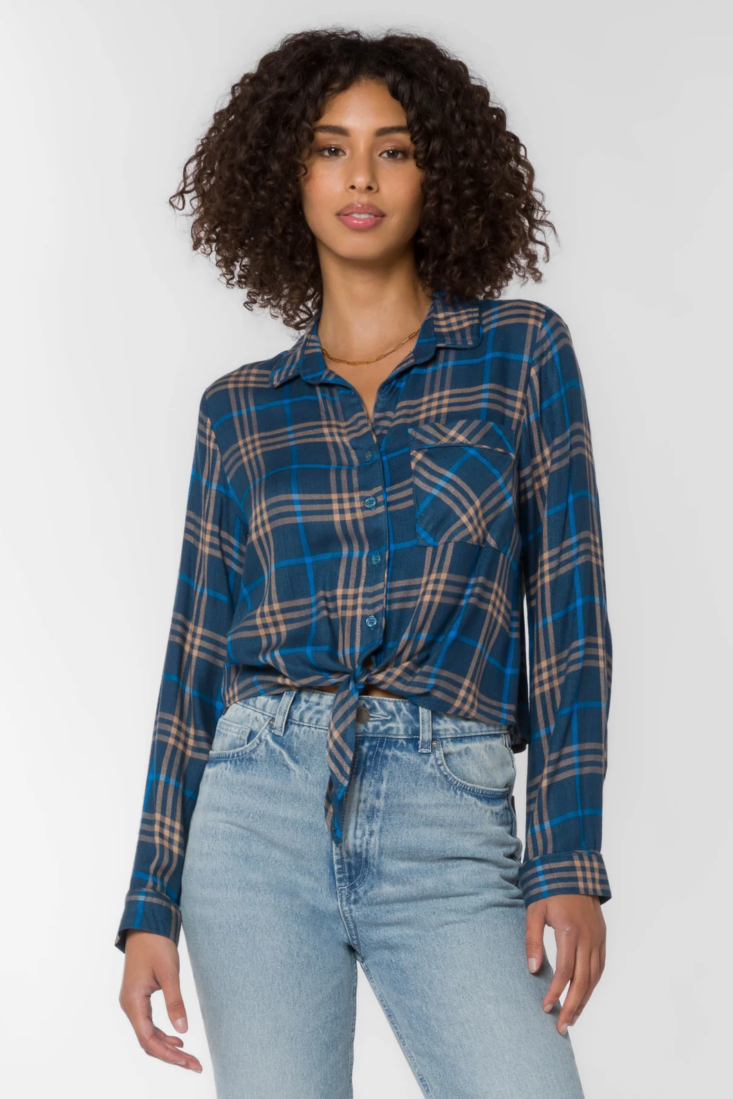 Velvet Heart Patrick Top in Navy Plaid