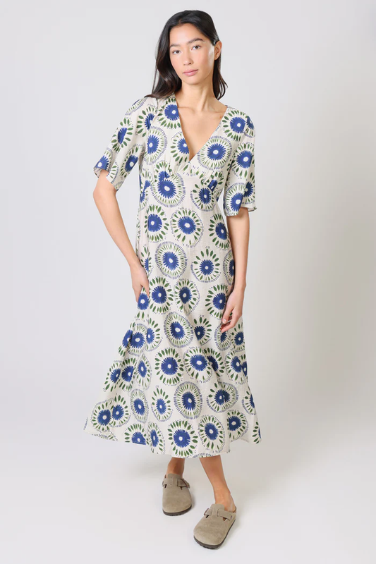 Traffic People Blythe Dress in Blue Floral Print