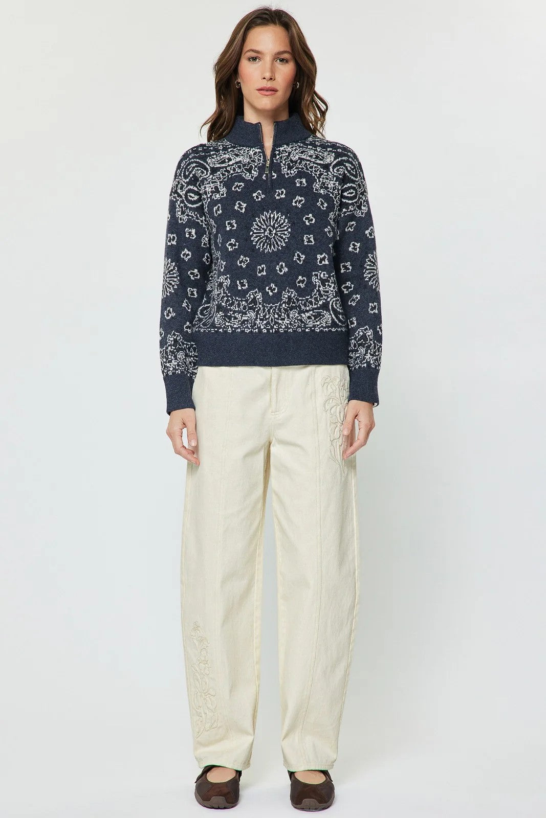 Bandana Print Jacquard Sweater