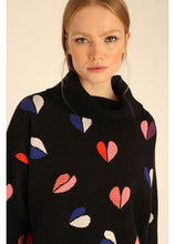 Load image into Gallery viewer, Pepa Loves Cowlneck Heart Sweater in Black
