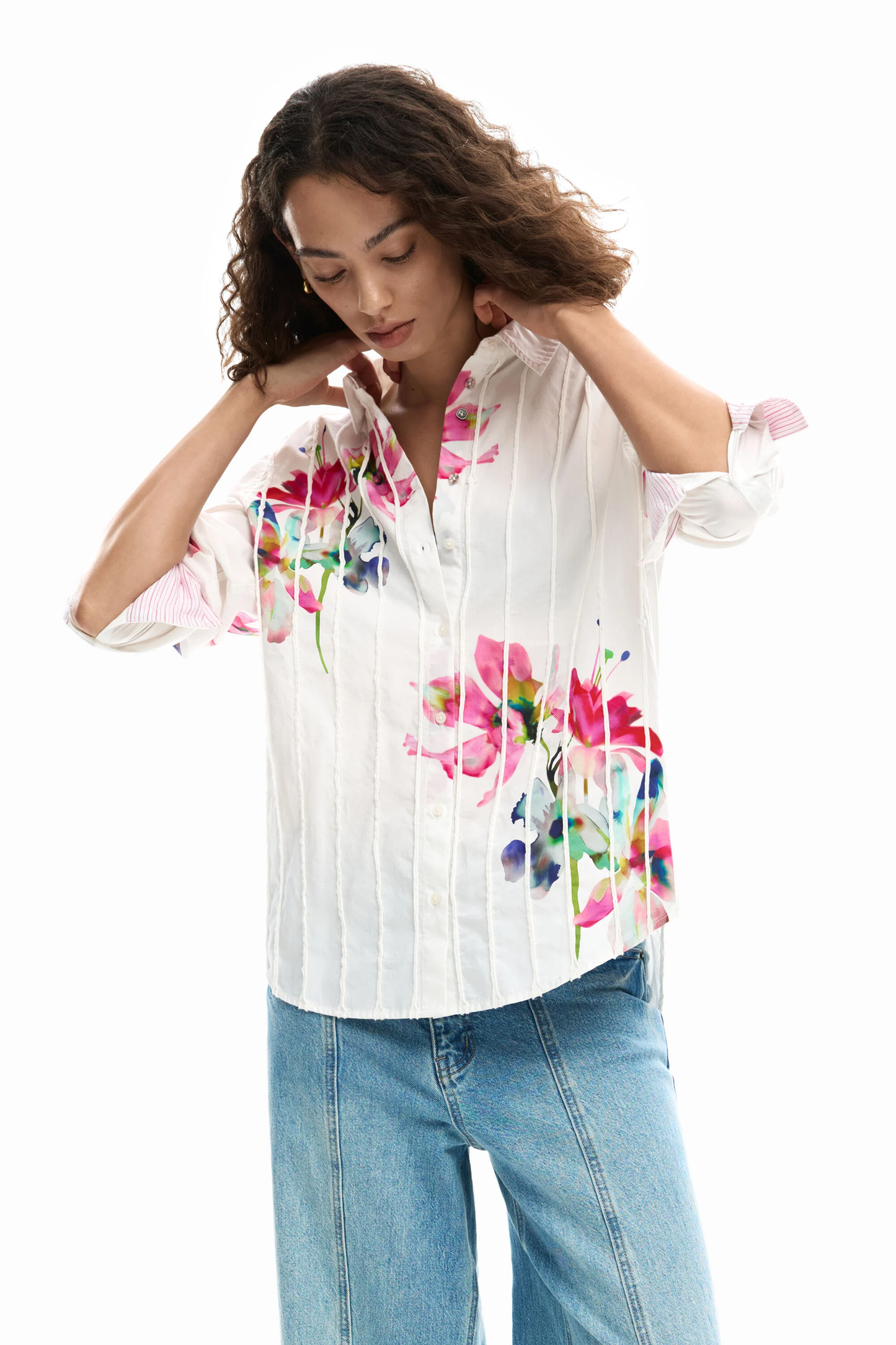Desigual White Floral Blouse