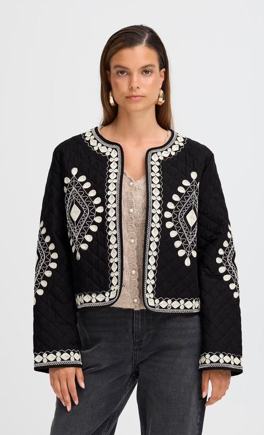 B.Young Embroidered Black and White Jacket