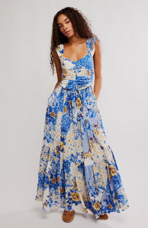 Free People Sasha Maxi in Porcelain Print