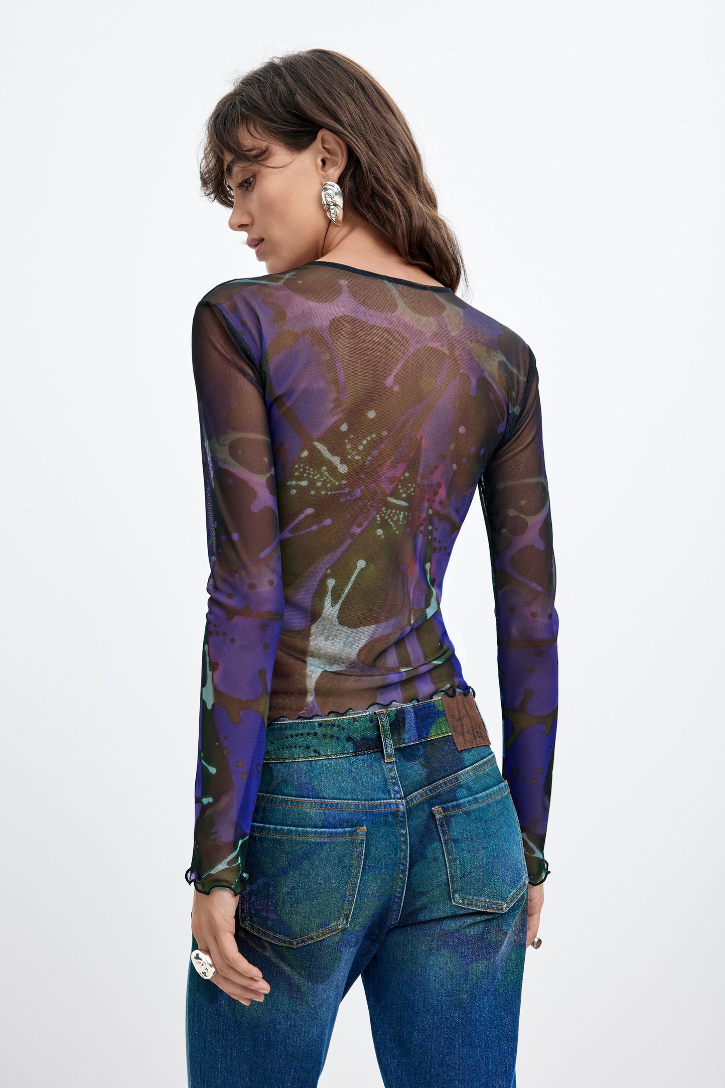 Desigual Crewneck Fitted Print Top