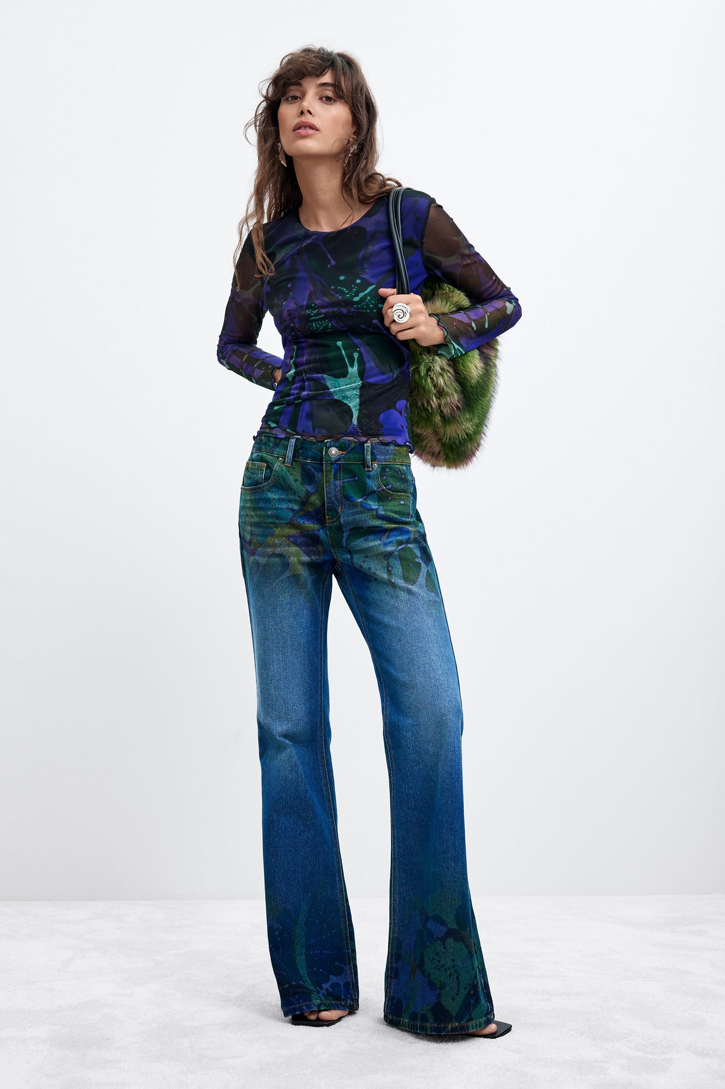 Desigual Crewneck Fitted Print Top