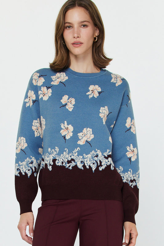 CA Floral Print Crewneck Sweater