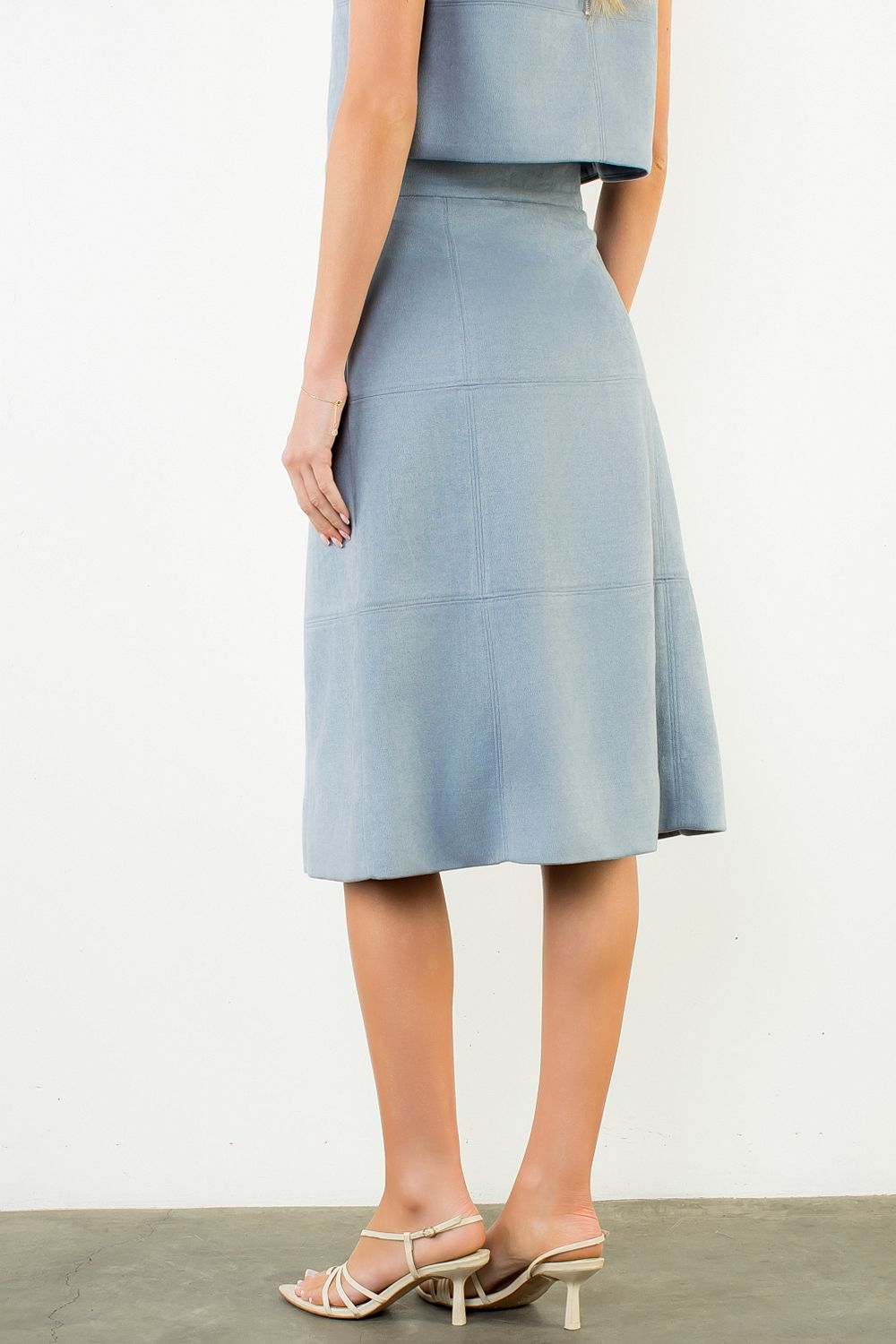 THML Solid Long Faux Suede Skirt
