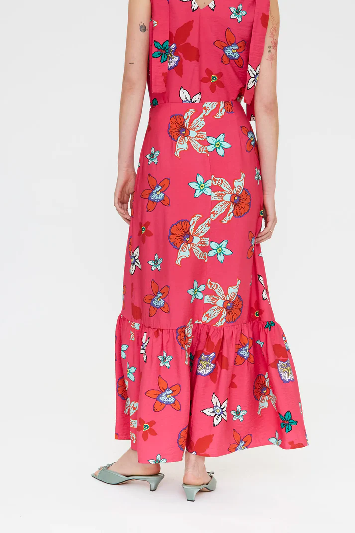 Compania Fantastica Long Skirt in Fuchsia Floral