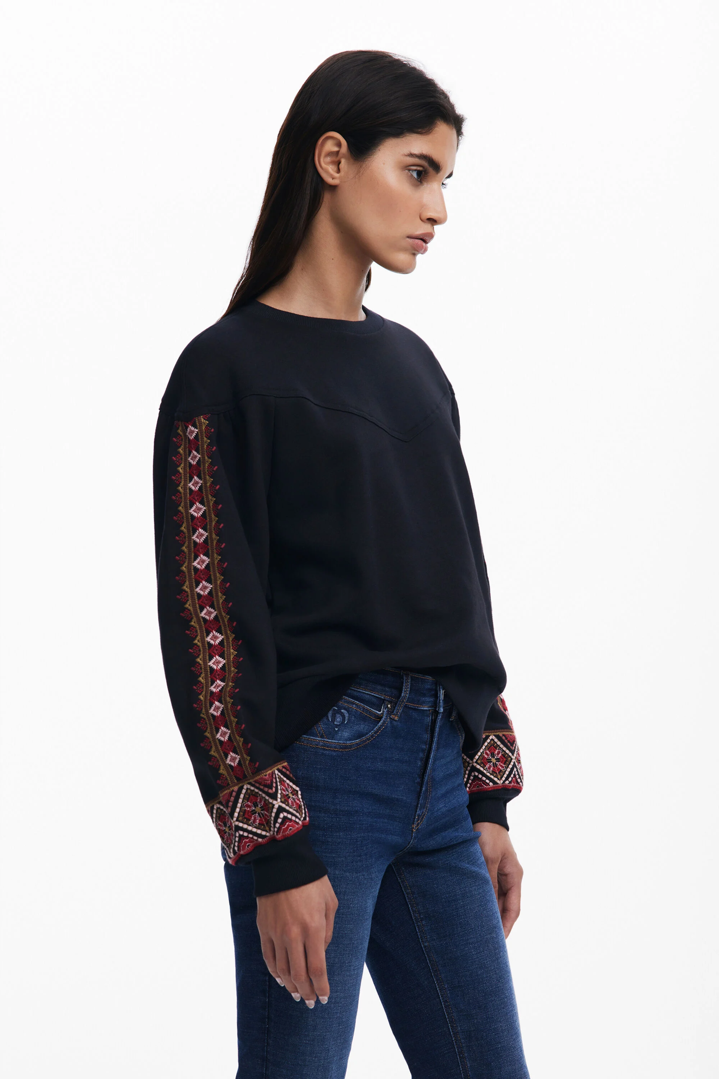 Desigual Embroiderd Sweatshirt in Black