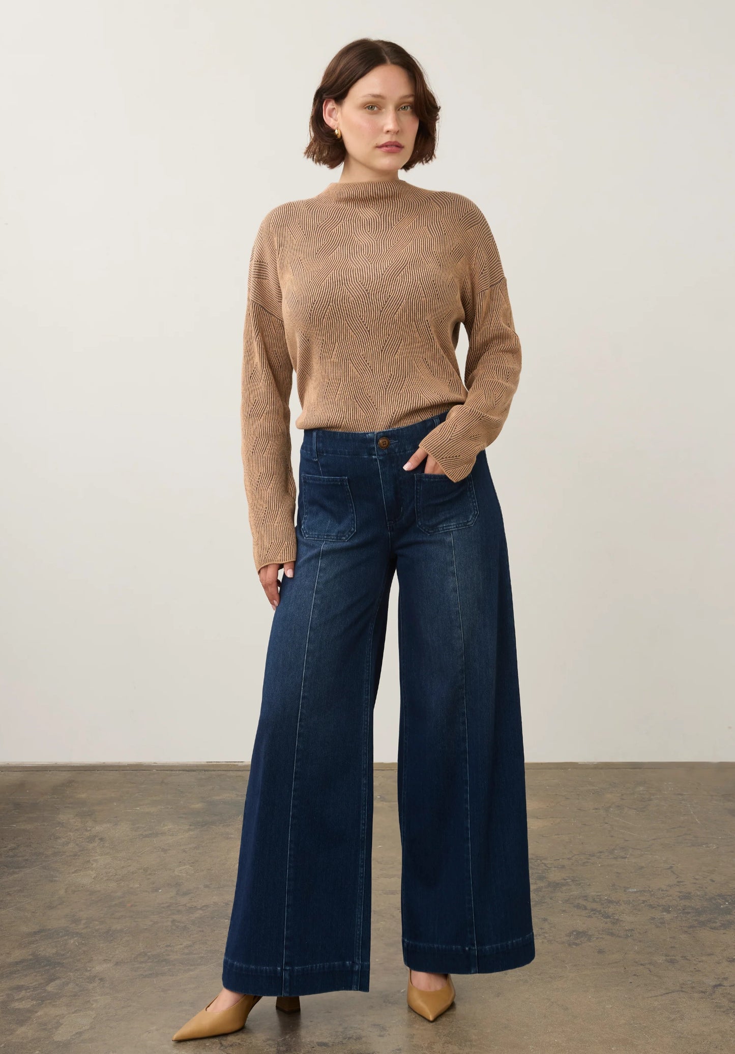 FDJ Stretch Zip Wide Leg Jeans
