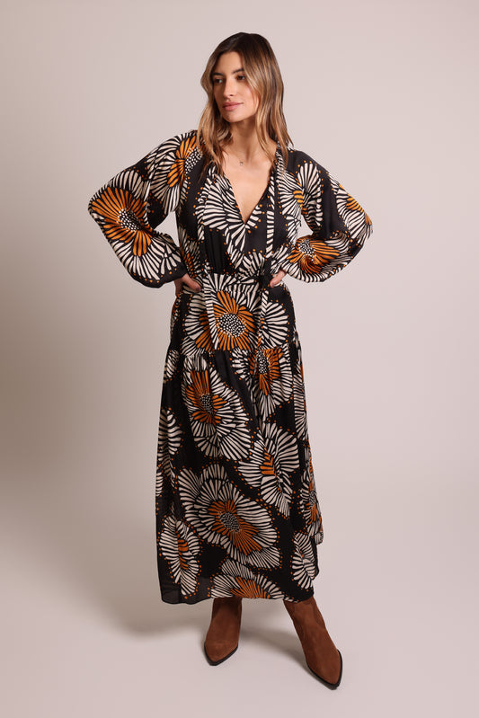 Traffic People Blame Dress in Black Print