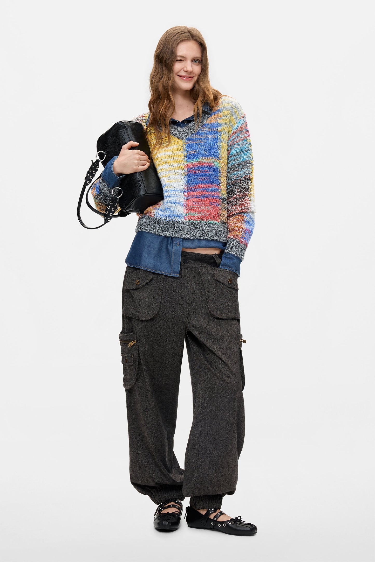 Desigual Colorful Chalk Line Sweater