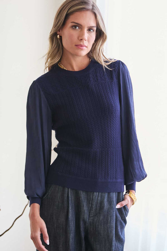 CA Woven Sleeve Combo Sweater
