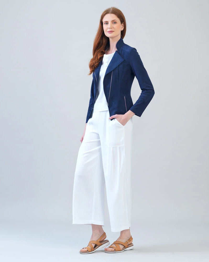 Clara Sun Wood Signature Faux Suede Jacket