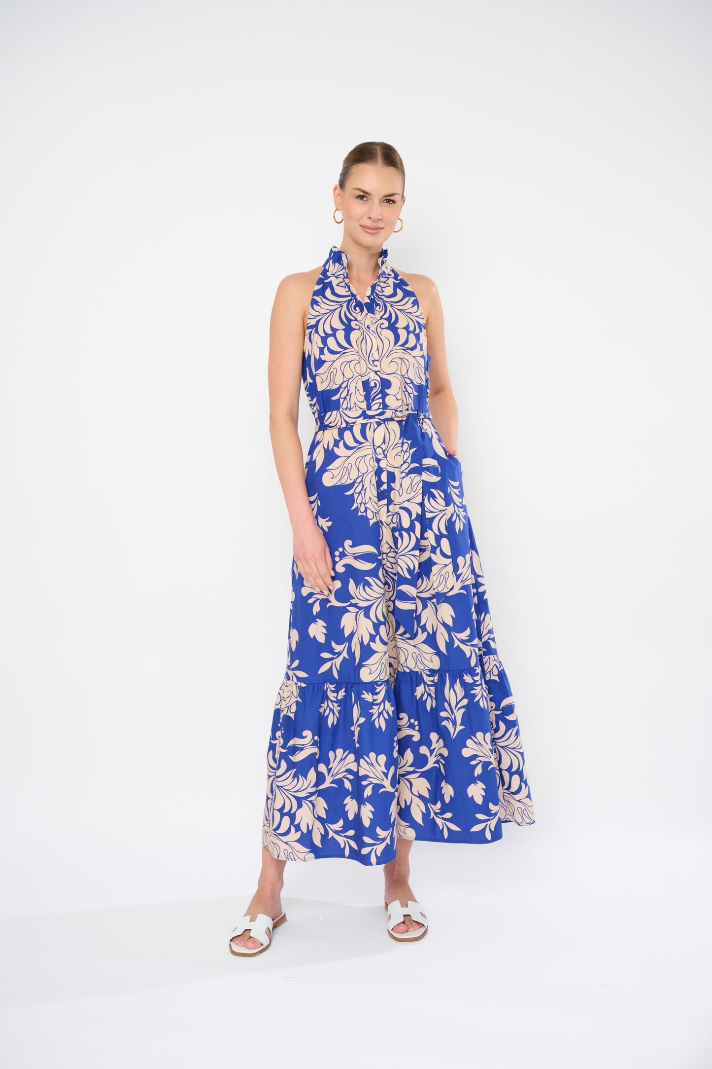 Flora Bea Fawn Dress in Blue Print