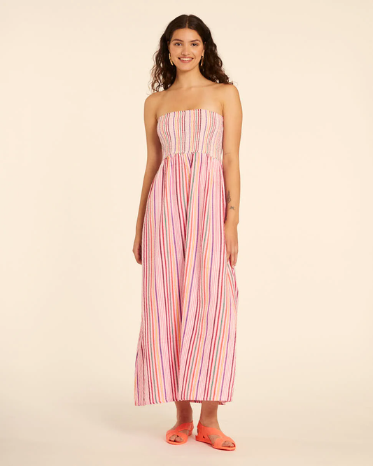 Pepa Loves Strapless Midi Dress in Summer Stripe